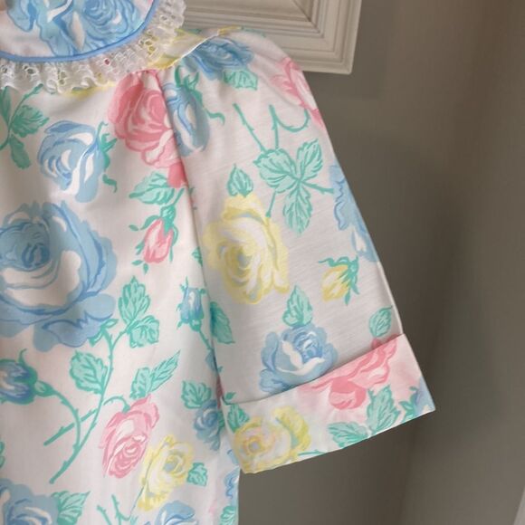 Vintage Leisure Life 70s Floral Button Lace Shortsleeve House Dress Small - Picture 5 of 16